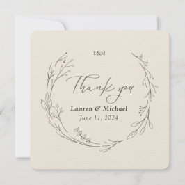 Anpassad Elegant Botanisk Krans Bröllop Tacksamhet Tack Kort