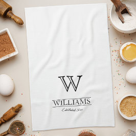 Anpassad Elegant Classy Monogram Family Namn Kökshandduk