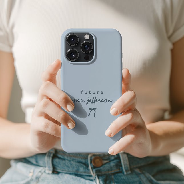 Anpassad Elegant Coquette Band Bröllopsfest Presen (Future Mrs Bride To Be Phone Case | Custom Script Name Fiancée Engagement Announcement Phone Case)