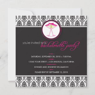:anpassad: Elegant Damask Cocktail Party Inbjudan_ Inbjudningar