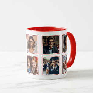 Anpassad Elegant Familj Friend Photo Collage Red Mugg