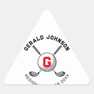 Anpassad Elegant Golf Monogram Design Triangel Triangelformat Klistermärke