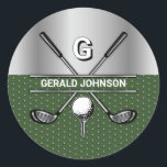 Anpassad Elegant Golf Monogram Logotyp Runt Klistermärke<br><div class="desc">Minimalistisk anpassad elegant golfmonogramdesign av Edward Eksi. Enkel modifiering av INITIALER och TEXTER för dina behov.</div>