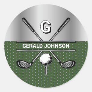 Anpassad Elegant Golf Monogram Logotyp Runt Klistermärke