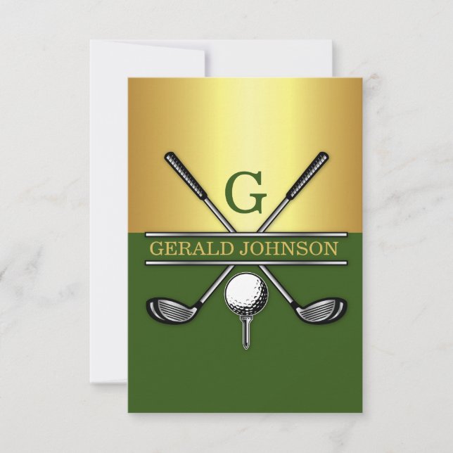 Anpassad elegant golfmonogram 3.5x5 inbjudningar (Framsida)