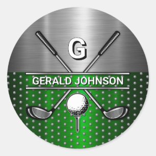 Anpassad Elegant Golfmonogram Runt Klistermärke