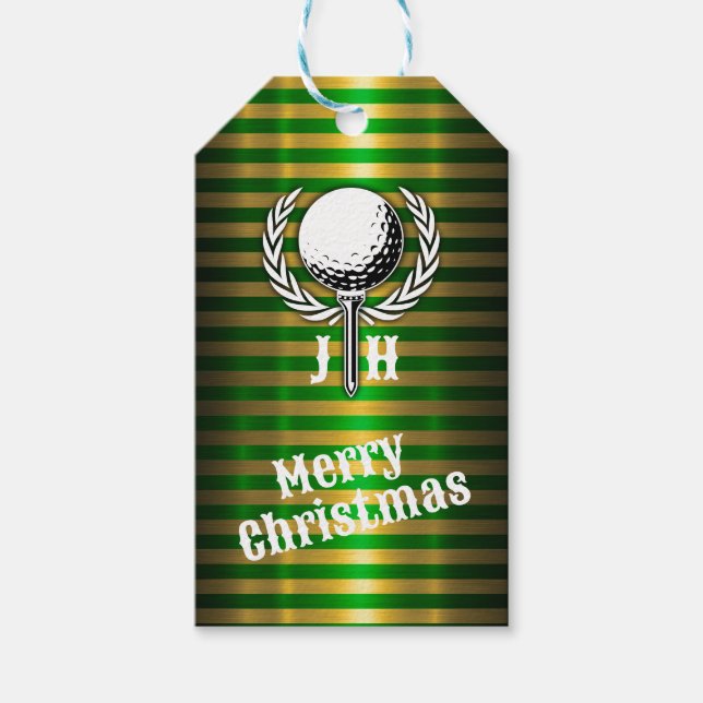 Anpassad Elegant Golfmonogramdesign Presentetikett (Framsidan)