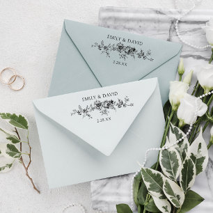 Anpassad Elegant - graverad blå Blommigt Stämpel