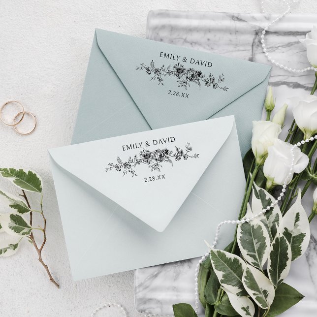 Anpassad Elegant - graverad blå Blommigt Stämpel (Skapare uppladdad)