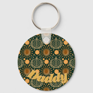 Anpassad Elegant Guld Boho Ornamental Mönster  Nyckelring