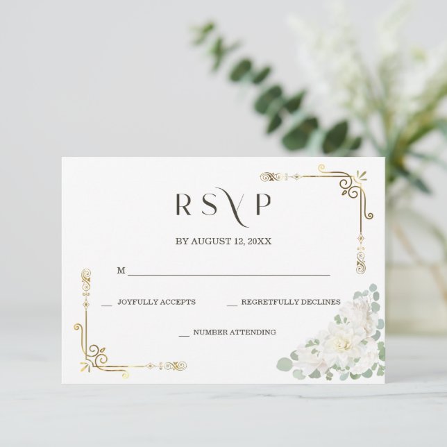 Anpassad Elegant Guld Bröllops RSVP Mall (Stående Fram)