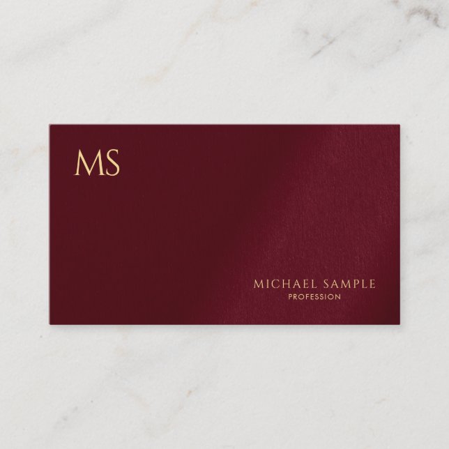 Anpassad Elegant Guldtext Monogram Mall Lyx Visitkort (Framsida)