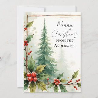 Anpassad Elegant Holly Tall Julkort