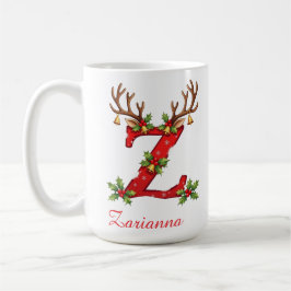 Anpassad elegant initial Z God Jul  Kaffemugg