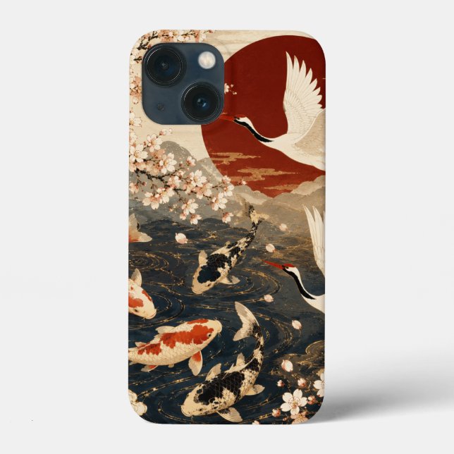 Anpassad Elegant Japansk Koi & Trana Konst (Baksida)
