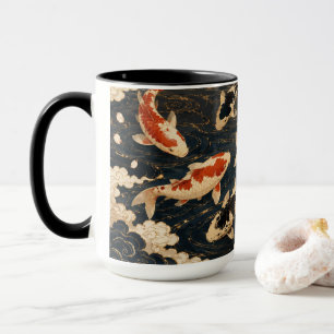Anpassad Elegant Japansk Koi & Trana Konst Mugg