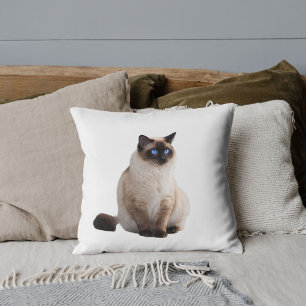 Anpassad Elegant Kattälskare Siamkat Foto Vit Kudde
