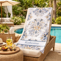 Anpassad Elegant Mandala Guld Marinblå