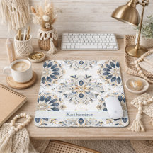 Anpassad Elegant Mandala Guld Marinblå