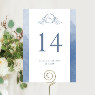 Anpassad, Elegant Monogram Dustig Blå Bröllop