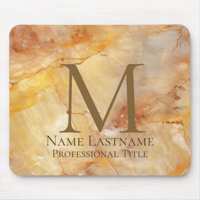 Anpassad Elegant Monogram Guld Brons Rosig Marmor Musmatta (Framsidan)