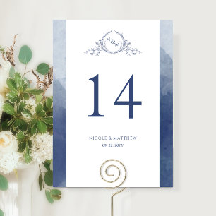 Anpassad, Elegant Monogram Mörkblå Bröllop