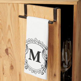 Anpassad Elegant Monogramm Krest Kökshandduk