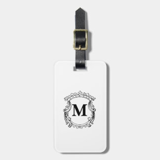 Anpassad Elegant Monogrammets Vapen Bagagebricka