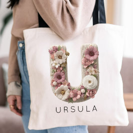Anpassad Elegant Skript Initial Blommig Examen Tygkasse