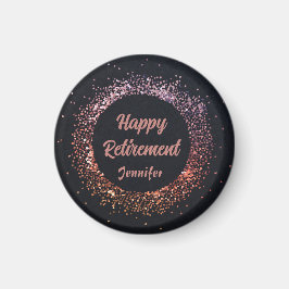 Anpassad Elegant Svart Rosa Guld Glad Pension Magnet