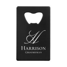 Anpassad Elegant Svart Vit Monogram Namn Brudtjäna