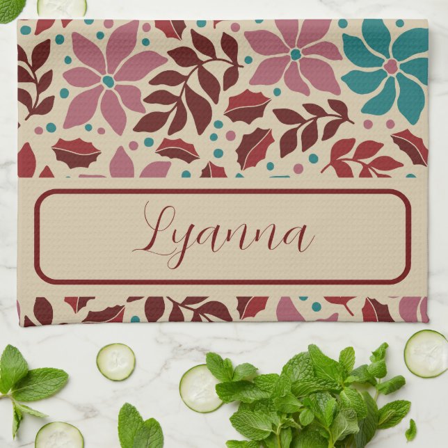 Anpassad Elegant Vintage jul Stollig Kökshandduk (Vikta)