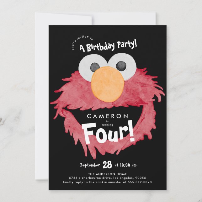 Anpassad ELMO Sesame Street Födelsedagsfest Inbjudningar (Framsida)