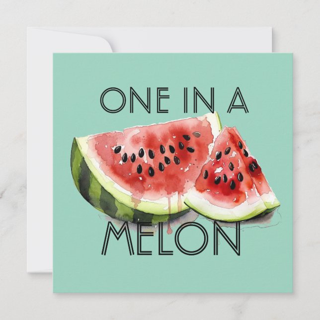 Anpassad EN ÄR EN MELON Sommarfest Födelsedagsflic Inbjudningar (Framsida)