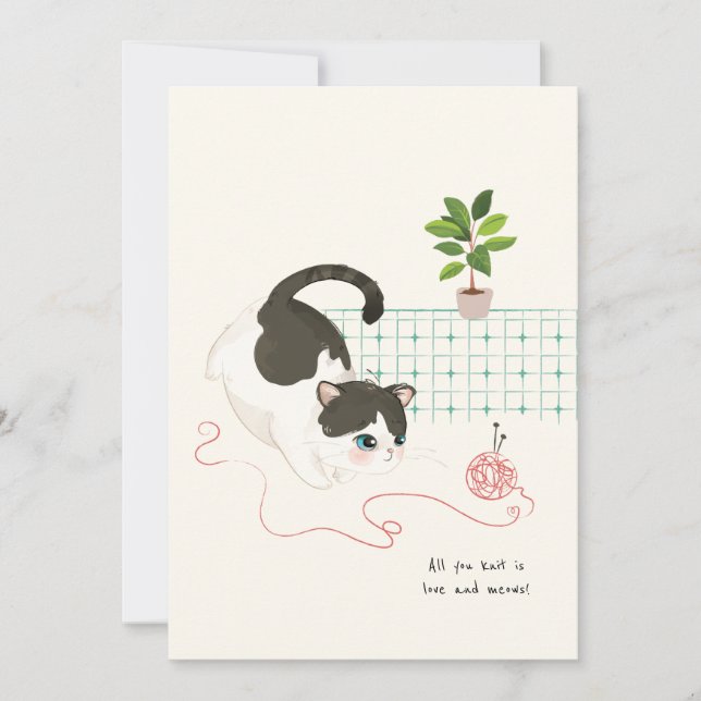 [Anpassad] En katts dag - Allt du stickar är kärle Tack Kort (Framsida)