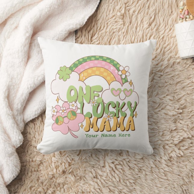 Anpassad En Lucky Mama Söt Retro Groovy Kudde (Filt)