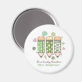 Anpassad En Lucky Teacher Retro Penna Magnet
