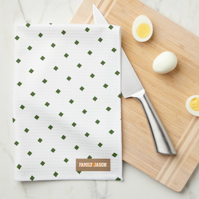 Anpassad engramdiamanter med vit grönt mönster kökshandduk (Vikt i Fjärdedel)