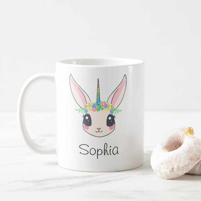 Anpassad Enhörning Söt Rosa Flickor Kaffemugg (Med munk)