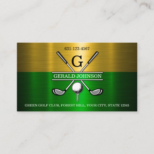 Anpassad Enkel Elegant Golf Monogram Affärsportkor Visitkort (Framsida)