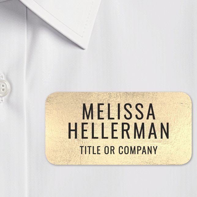 Anpassad Enkel Falsk Guld Namnbricka (Custom Simple Faux Gold Name Tag )