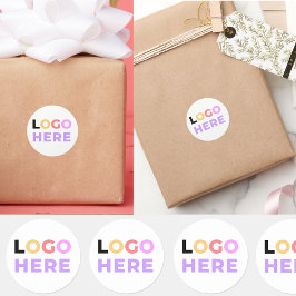 Anpassad Enkel Företagslogotyp Här | Elegant Minim Runt Klistermärke