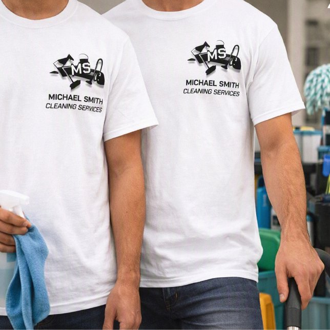 Anpassad Enkel Logotyp Rengöringstjänster Monogram T Shirt (Skapare uppladdad)