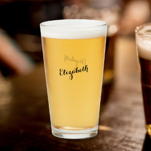 Anpassad Enkel Typografi Monogrammerat Ölbadglas Glaskopp