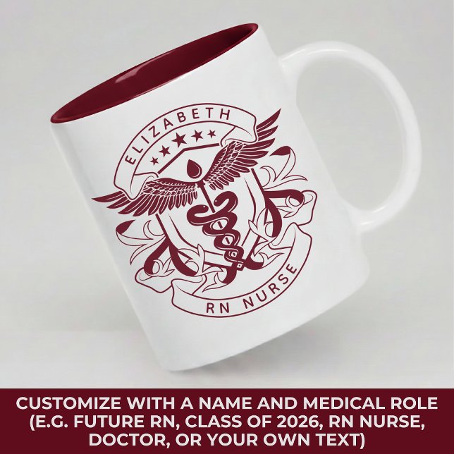 Anpassad ER-sjuksköterskekopp examenspresent för R Två-Tonad Mugg (Personalized Medical Mug Gift for Future RN, ICU Nurse, ER Nurse, RN Nurse, Doctor, or Class of 2026)