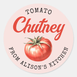 Anpassad etikett för tomatchutney i rosa för konse