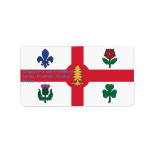 Anpassad etikett med Montrealflaggans symbol, Kana Adressetikett