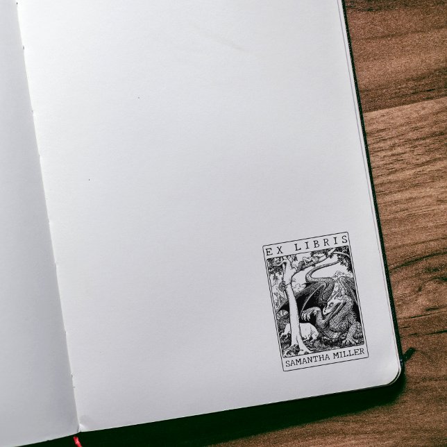 Anpassad Ex Libris-bok för Vintage Dragon Stämpel (Skapare uppladdad)