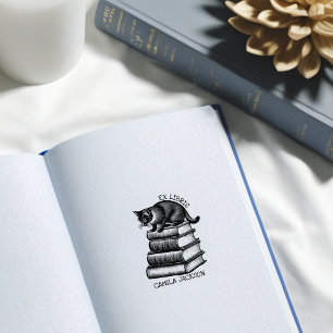 Anpassad Ex Libris bokmärke, Vintage katt bok Stämpel