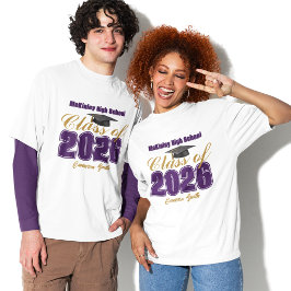 Anpassad examenklass 2026 lila guld t shirt